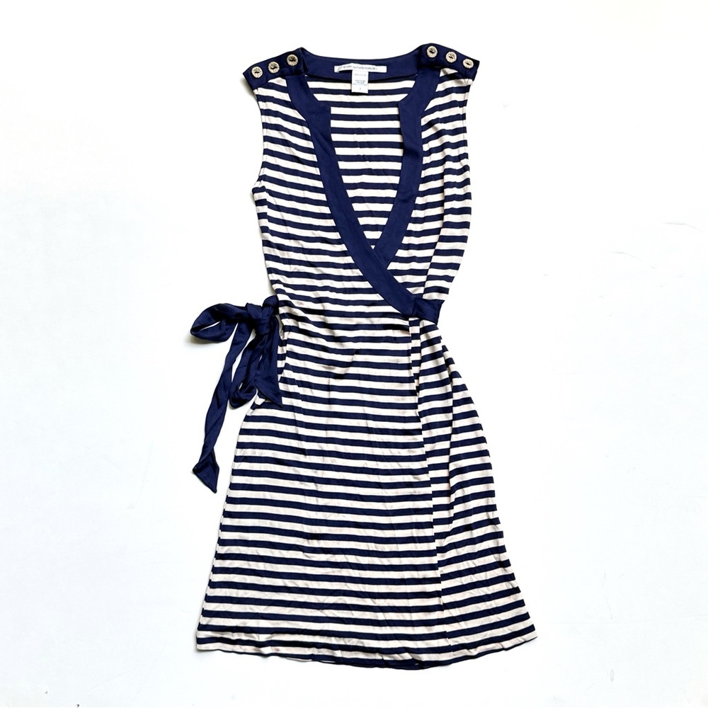 Diane Von Furstenberg | Navy and White Striped Wrap Dress